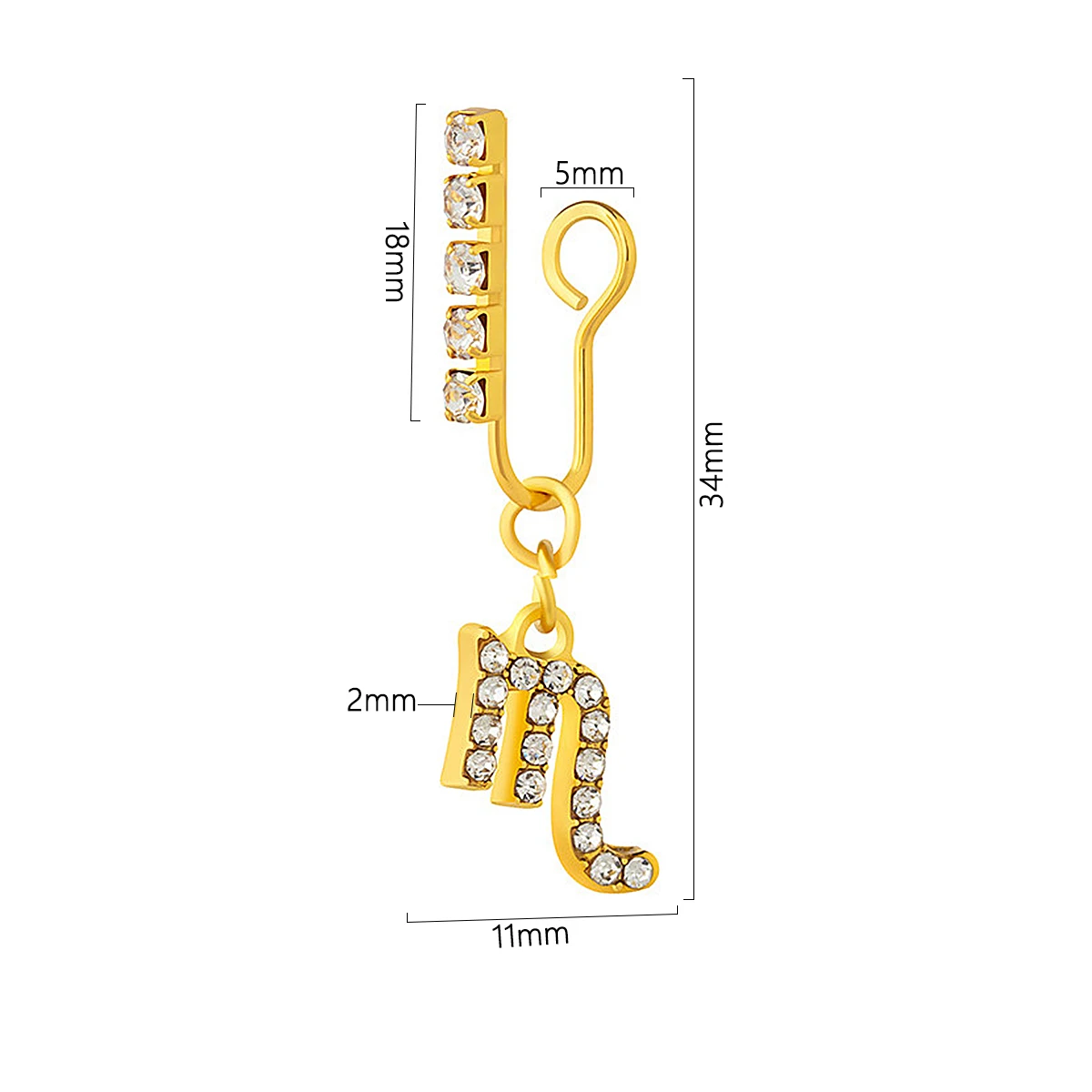 Body Jewelry And Earrings - 2 paket kulak klipleri Metal zirkon