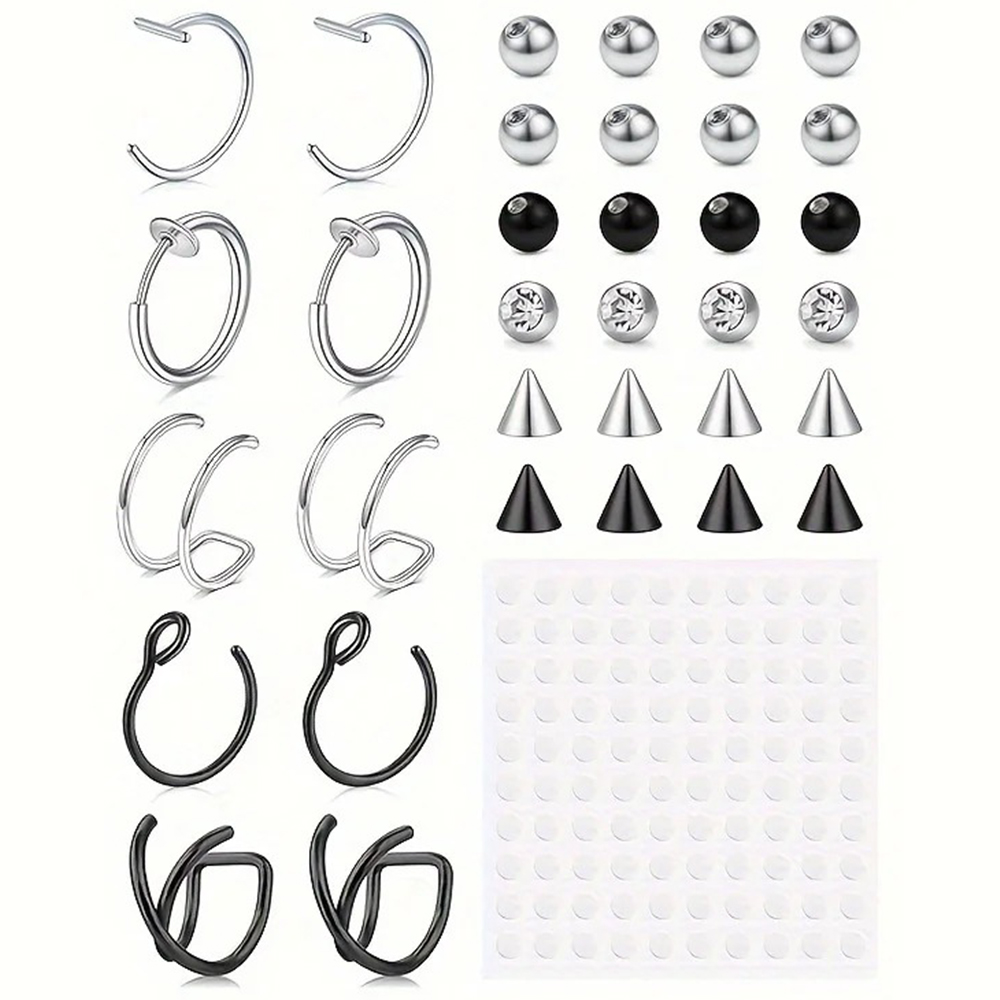 Body Jewelry And Earrings - Sahte Piercingler Sahte Dudak Halkası Sahte