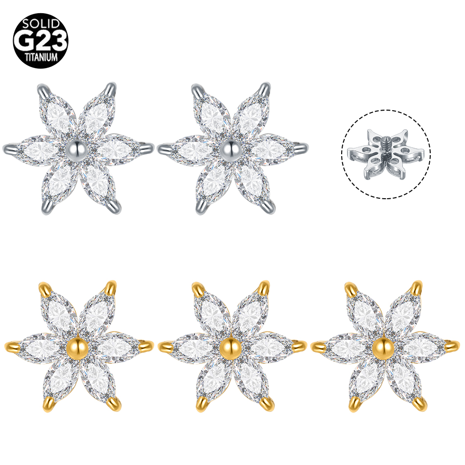 Dermal Anchor Top - 1/5 adet titanyum kristal çiçek Dermal