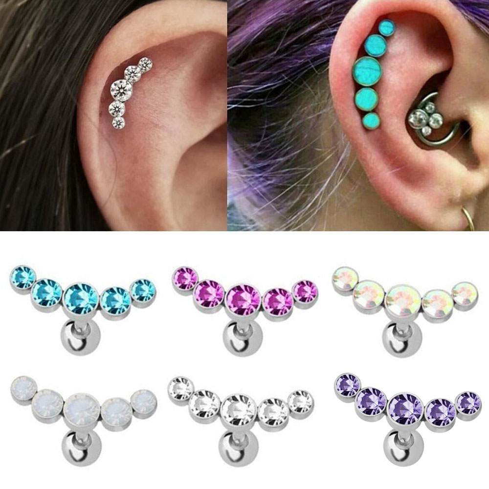 Body Jewelry Earrings - 1 adet moda 16G kristal cevheri
