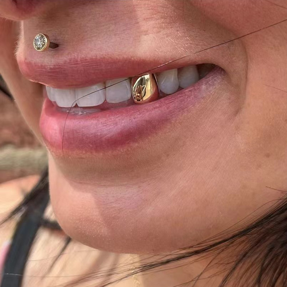 Body Jewelry Gold Plated - RACHELZ HipHop Klasik Tek Diş Grillz