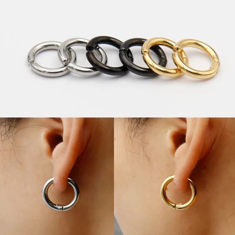 Body Jewelry And Earrings - 2/6 adet sahte geniş halkalı küpe