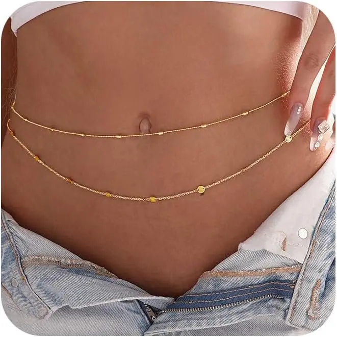 Body Jewelry Gold Plated - Kadınlar İçin Su Geçirmez Vücut Zinciri