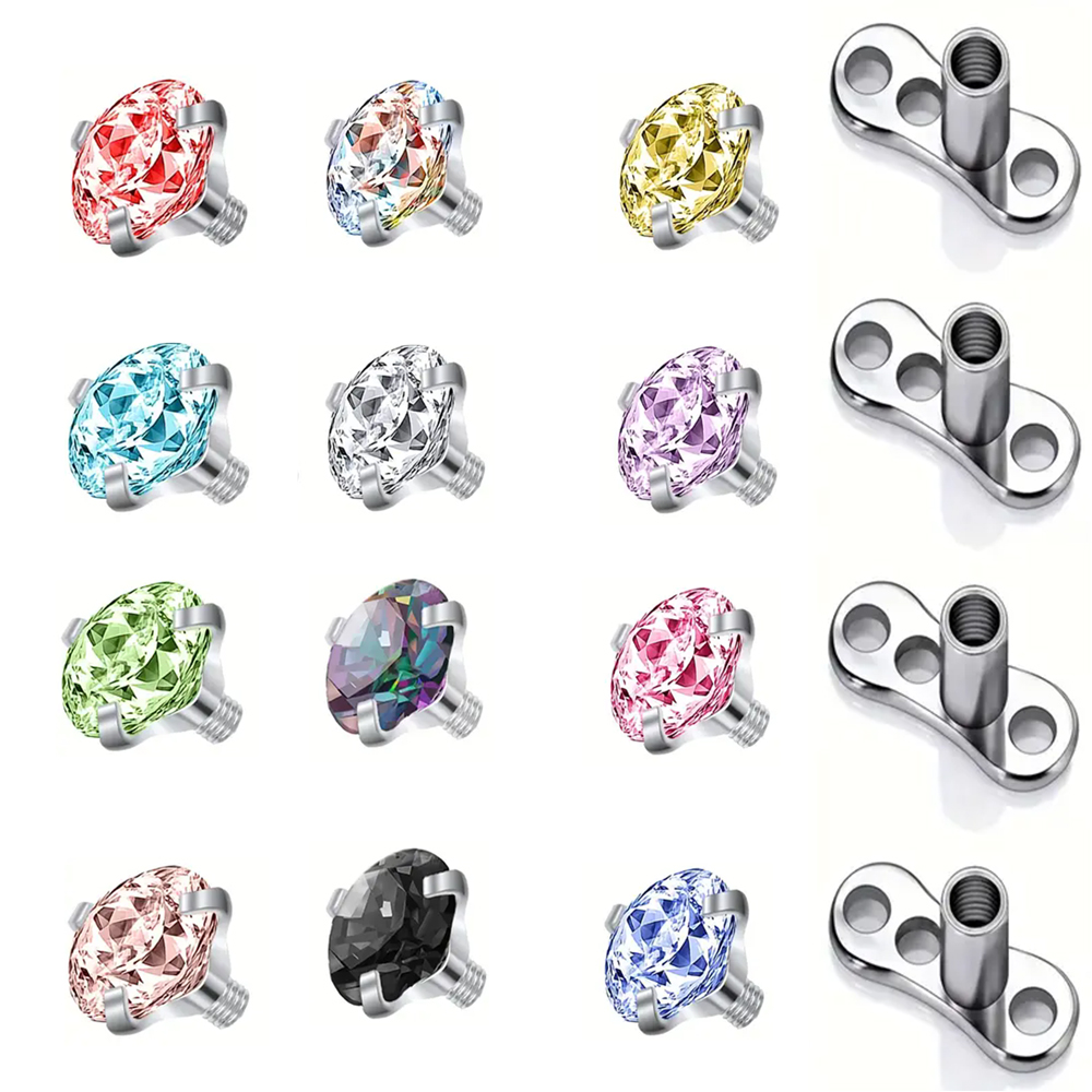 Dermal Anchor Top - 16 ADET Kristal Zirkon Dermal Çapa