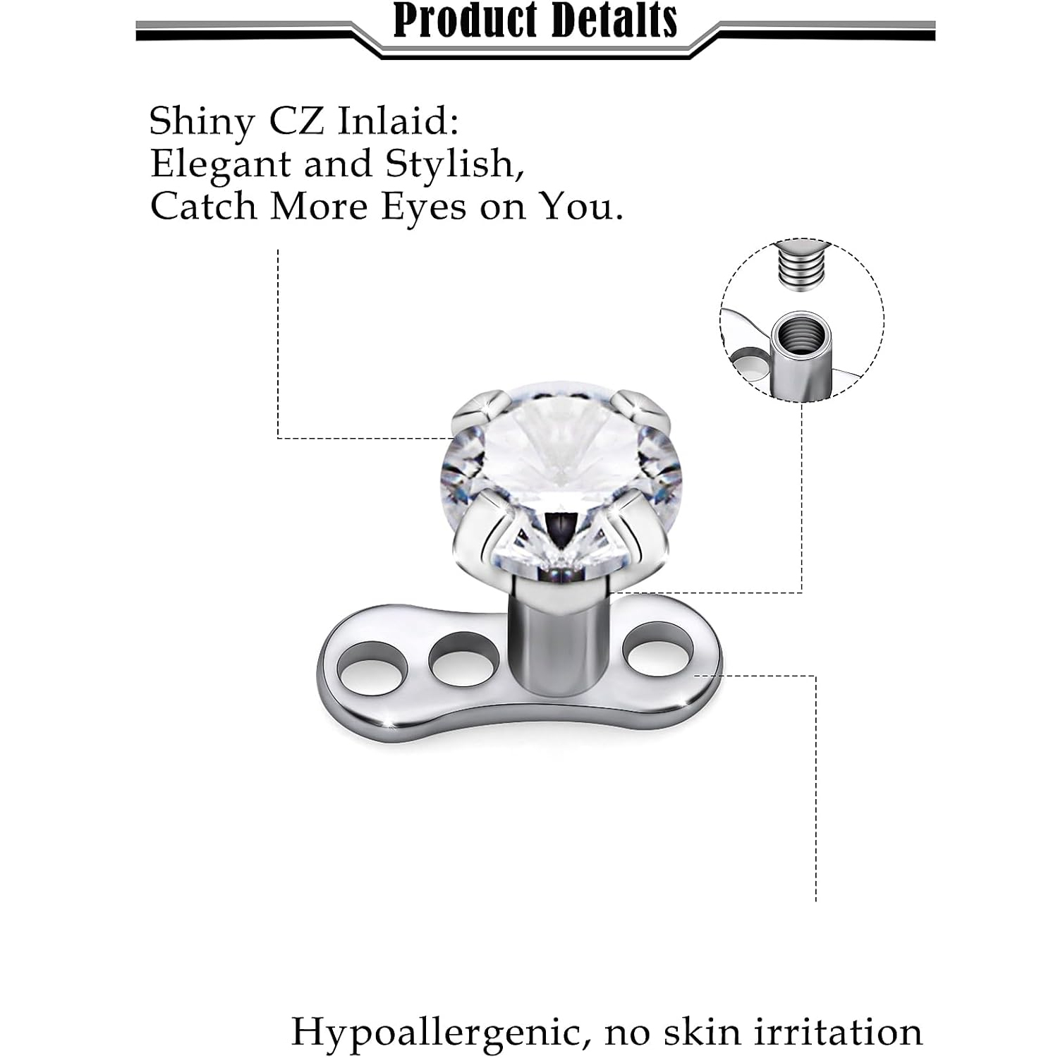 14G G23 Titanyum Dermal Pierci - Dermal Anchor Top incelemesi ve fiyatı